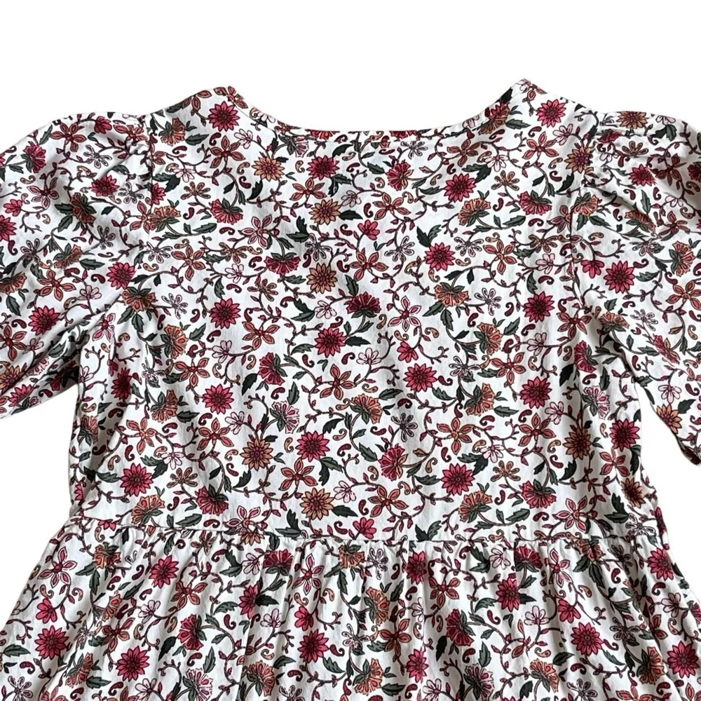 Old Navy Girls Floral Print Puff Sleeves Tiered Swing Dress Size L 10-12
